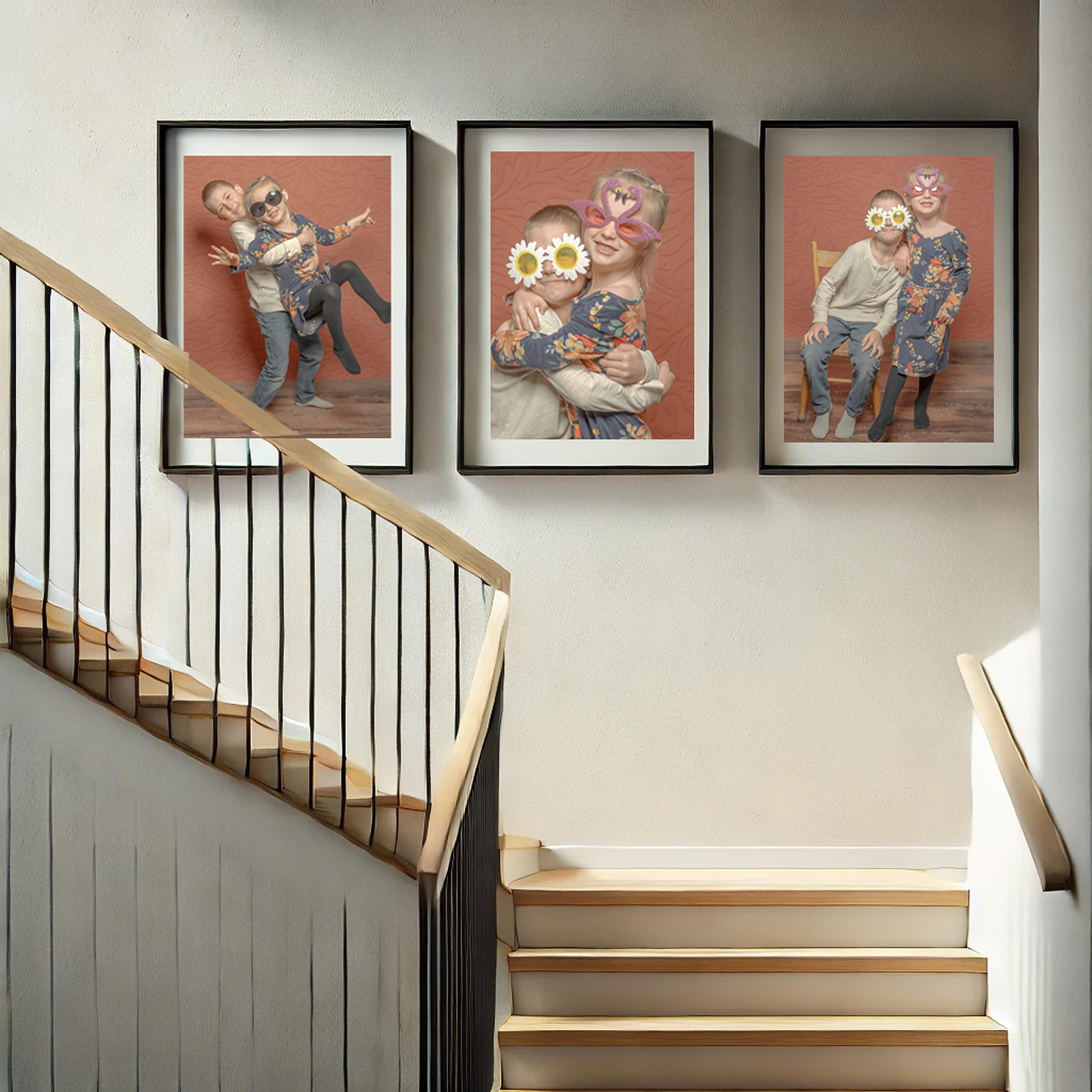 Family of three displayed on the wall in St.Catharines Ontario