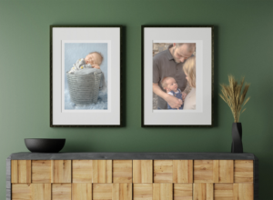 Two framed prints from a newborn session in Niagara, Ontario