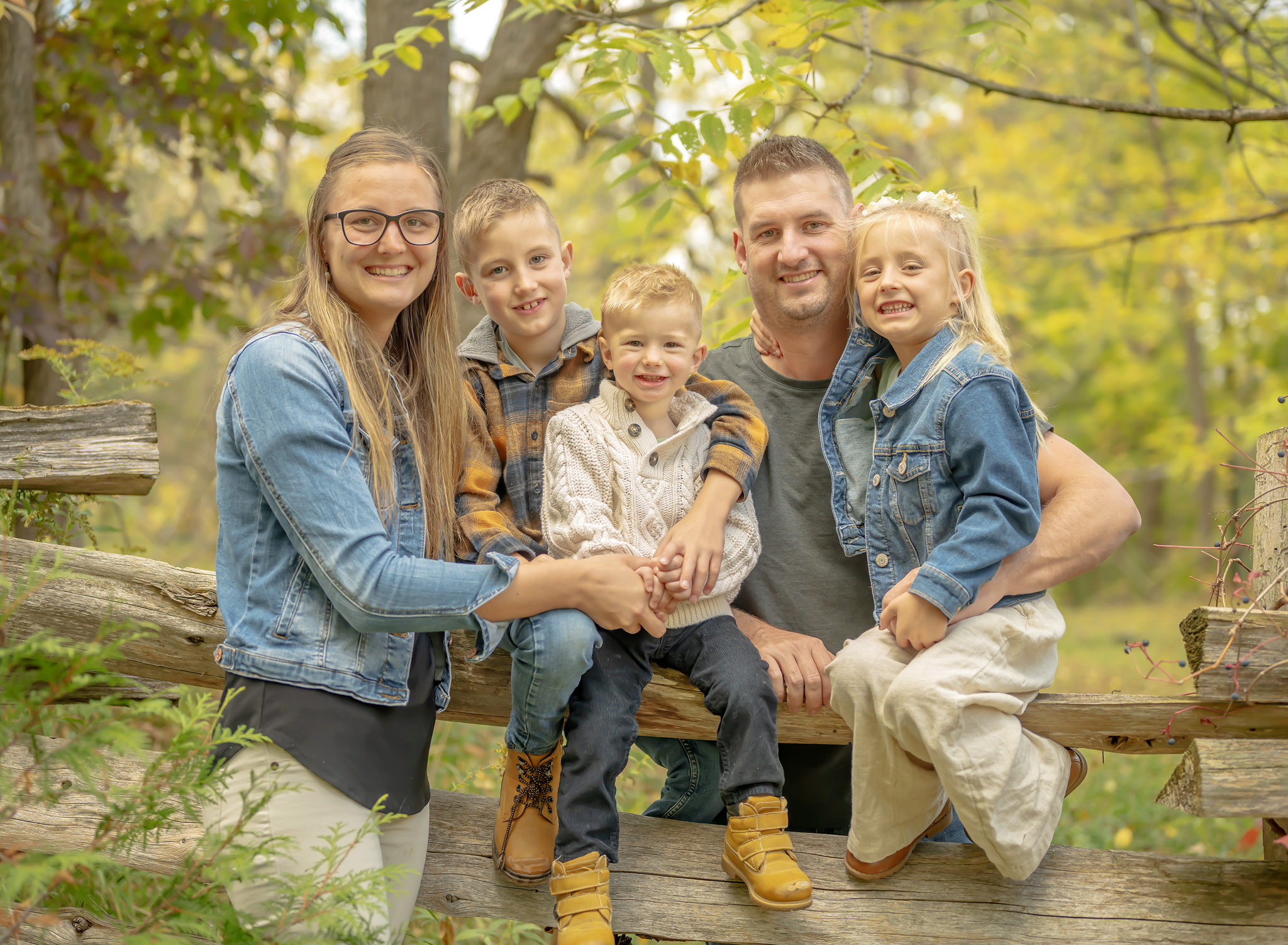 Fall family session at a mill in St.Catharines with a family of five
