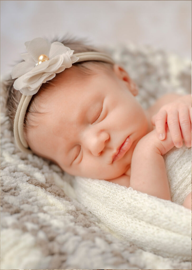Detail image of baby’s eyelashes and delicate features